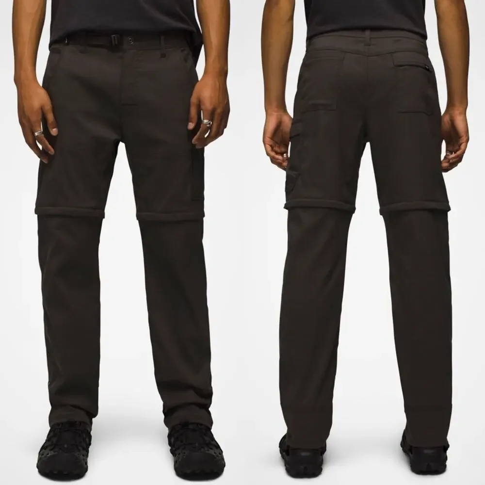 MENS PRANA Dark Grey Convertible Outdoor Straight Leg Pants Zip Shorts 28 30